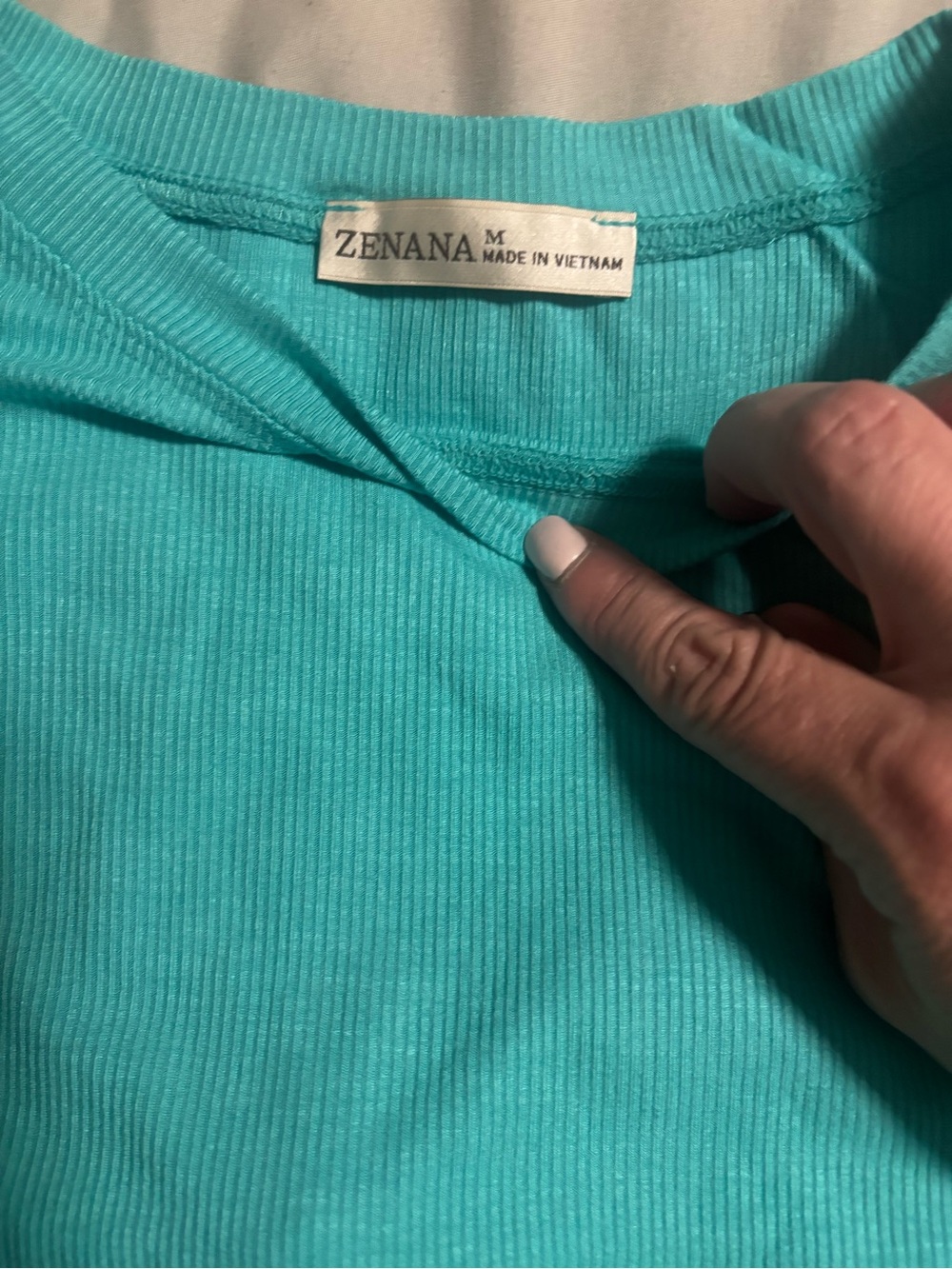 Zenana Outfitters Turquoise Ribbed Tank Top